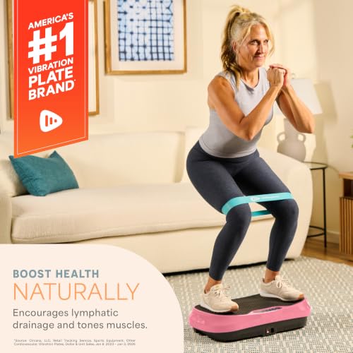 Lifepro Waver Mini Vibration Plate Exercise Machine with Resistance Bands - color: Pink