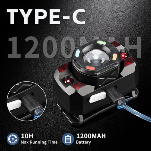 Headlamp Flashlight, 500 Lumen Ultra-Light Bright LED Rechargeable Headlight with White Red bule Light,2-Pack Waterproof Motion Sensor Head Lamp,10 Modes for Outdoor Camping Running Hiking Fishing