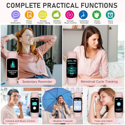 Fitness Tracker with 24/7 Heart Rate Blood Oxygen Sleep Tracking, IP68 Waterproof Activity Tracker, Calories Step Counter Smart Watches Pedometer for Women - color: Pink