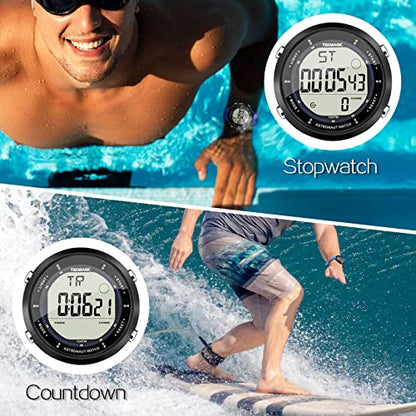 10 ATM Water Resistant Sports Watch for Swimming and Diving, with Functions of Stopwatch, Countdown, Dual Time, Alarm Clock, 12 and 24 Hour Format Switchable
