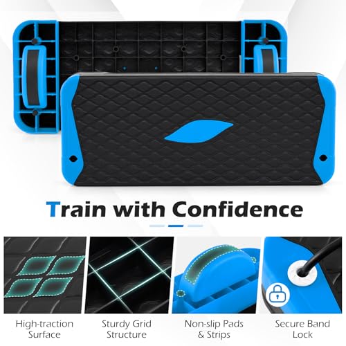 Goplus 3-in-1 Aerobic Step Platform, 600 LBS Adjustable Exercise Stepper - color: Blue