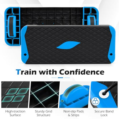 Goplus 3-in-1 Aerobic Step Platform, 600 LBS Adjustable Exercise Stepper - color: Blue