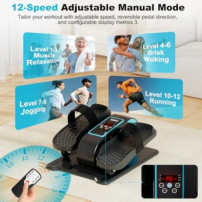 TDH Under Desk Elliptical Machine Leg Exerciser Electric - color: Blue