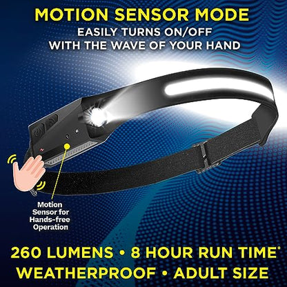 Ontel Handy Brite Rechargeable Headlamp - 260-Lumen Ultra-Bright Headlamp with 5 Light Modes, USB-Rechargeable Head Lamp for Outdoor Activities & Emergencies, 8-Hour Battery Life