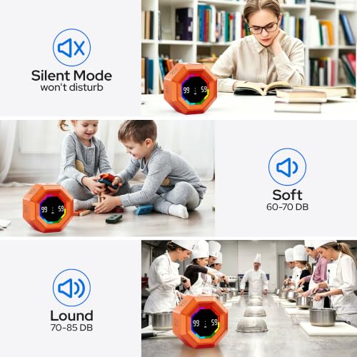 Visual Timer for Kids Kitchen Timer Pomodoro Magnetic Visual Countdown - color: Orange