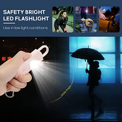 Personal Safety Alarm Keychain for Women 2PCS -130 dB Loud Siren with SOS Strobe Light, Flashlight, Double Speakers, Safe Defense Key Chain for Girls Kids Elders Emergency Call - color: Baby Pink