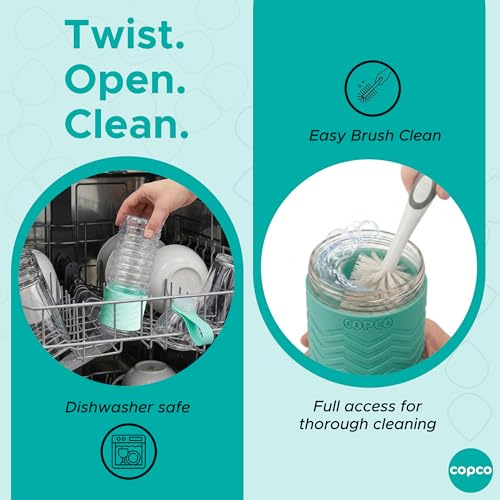 Copco Hydra 20 oz Tritan Water Bottle with Leak-Proof Lid & Textured Grip - BPA-Free, Dishwasher Safe, Easy Twist-Open for Ice & Fruit - Fits Cup Holders, Lightweight, Durable(Robins Egg Blue) - color: Robins Egg