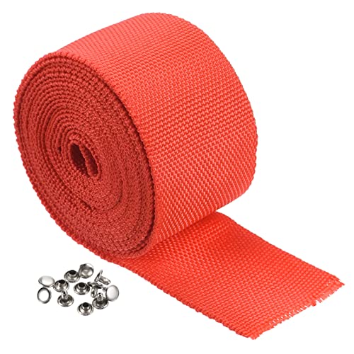 PATIKIL Winch Rope Protector 3m/9.84ft, Polyester Protective Sleeve with Buckle Universal for 4.5cm/1.77in Width Cable Line, Red - color: Red, size: 4.5cmx3m