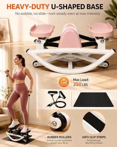 Garvee Rocking Stepper for Exercise at Home, Rock Stepper Side to Side - color: Pink