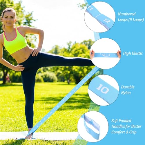 Multi‑Loop Nylon Yoga Stretching Belt, Anti‑Slip Fitness Resistance Band, Elastic Workout Strap for Yoga Pilates Dance Gymnastics Training, Physical Relax & Flexibility Exercise Accessory