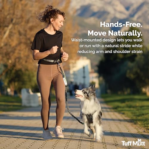 Tuff Mutt Waist Hands Free Dog Leash for Walking Running Hiking - color: gray/blue