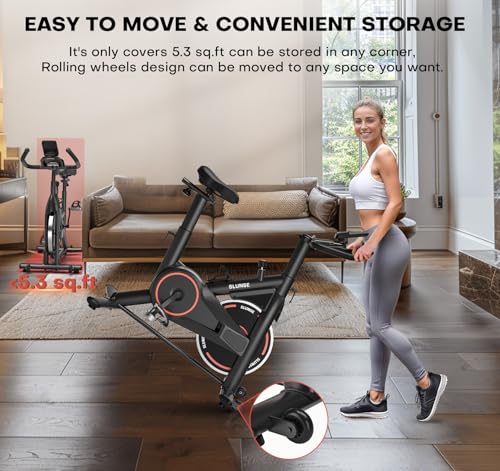 Exercise Bike, Adjustable Magnetic Resistance Stationary Bikes for Home with App Compatible, Silent Indoor Cycling Bike with 350lbs Weight Capacity Comfortable Seat, Digital Monitor & Phone Mount