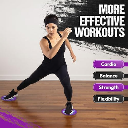 Gliding 9” Sliders for Working Out on Hardwood/Tile Floors, 1 Pair 4 Videos - color: Purple (Hardwood)