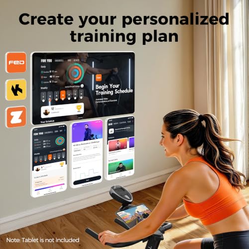 YOSUDA Exercise Bike, Magnetic Friction Stationary Bike with App Training - color: Orange Silver