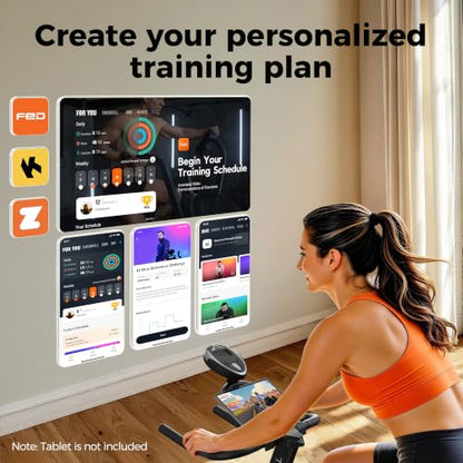 YOSUDA Exercise Bike, Magnetic Friction Stationary Bike with App Training - color: Orange Silver