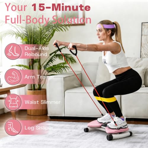 Twist Board Exercise Equipment with LCD Display, Waist Twister Machine with 5 Resistance Bands, 330 lbs Capacity Core Workout Board for Home Gym Fitness