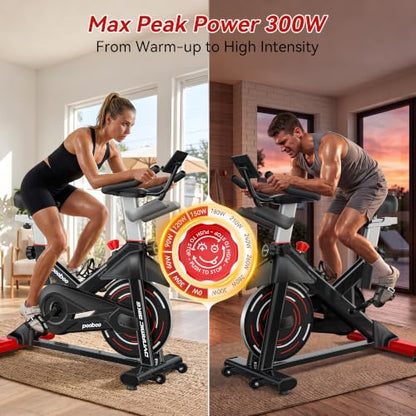 pooboo Magnetic Exercise Bike, Indoor Stationary Bicycle for Home with App - color: Magnetic-Red