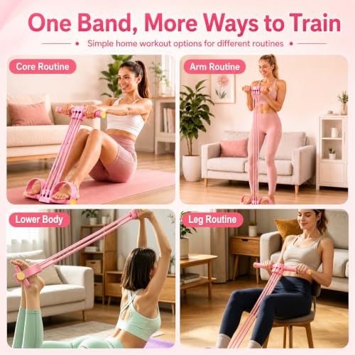 Adjustable 6-Tube Pedal Resistance Band with Handle, Detachable Natural Rubber Foot Pedal Resistance Band for Full Body Home Workout, Abdomen Waist Arm Leg Training and Fitness Gift