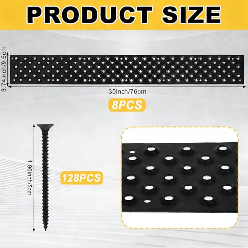 8 Pack Non Slip Aluminum Stair Tread 30 x 3.75 Inch Outdoor Stair Treads for Wooden Steps Screw Down Metal Stair Nosing Anti-Slip Stair Strip Non Slip Stair Grips Strips for Porch Steps Walkways