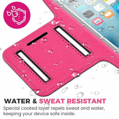 Running Phone Armband Stretchable Sports Arm Band Touchscreen Cover Key Pocket Reflective Strip for Gym Jogging Hiking Men Women(Rose Red) - color: Rose Red