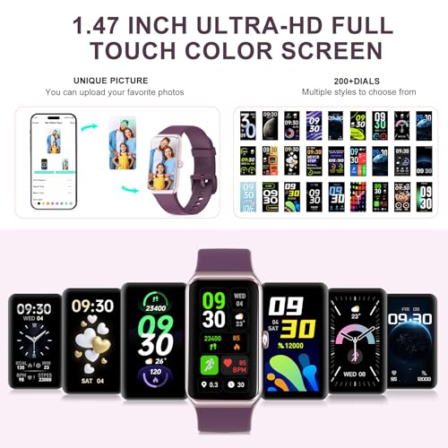Fitness Tracker, Fitness Watch with 24/7 Heart Rate, Blood Oxygen, Blood Pressure, Smart Watches with 100+ Sports Modes, Step Counter Pedometer for Women Men - color: Bordeaux