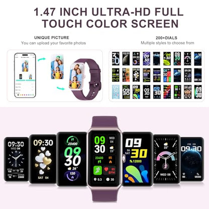 Fitness Tracker, Fitness Watch with 24/7 Heart Rate, Blood Oxygen, Blood Pressure, Smart Watches with 100+ Sports Modes, Step Counter Pedometer for Women Men - color: Bordeaux