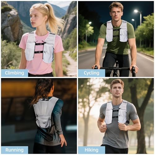 Hydration Backpack for Women Men, Lightweight Running Vest with 1.5L Water Bladder, Breathable Water Backpack for Hiking Running Cycling Climbing-White/Black - style: White