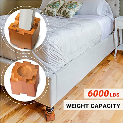 Wood Bed Risers 3.5 Inch with Non-Slip Rubber Pad Furniture 4 Pack, Brown - color: Large Brown 4pack