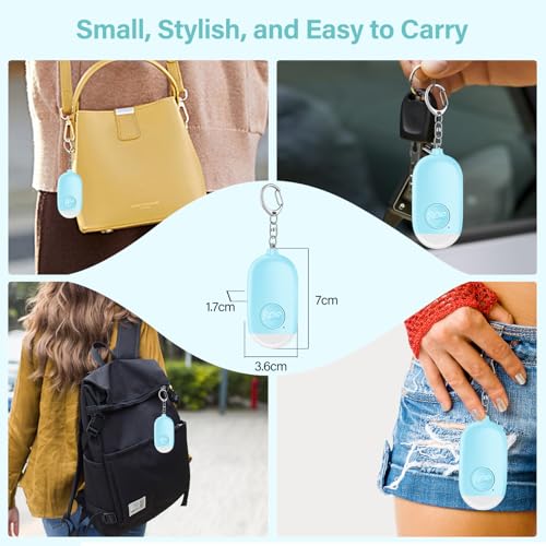 Hion Personal Safety Alarm for Women, 2 Pack Rechargeable 130dB Self Defense Alarm Keychain with LED Flashlight, Emergency Safe Sound Security for Children Elderly, Black+Blue - color: Black+Blue