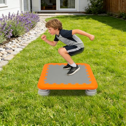 Square Kids Trampoline Bounce Board Indoor Outdoor Balance Toy Orange