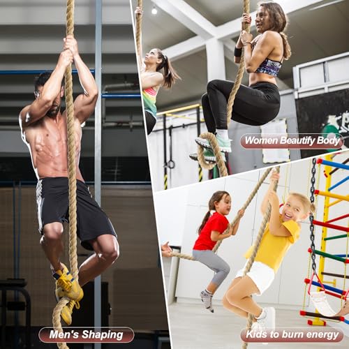 Climbing Rope Gym Exercise Ropes - 1.5 Inch Diameter 10FT 15FT 20FT 25FT 30FT 35FT 40FT 50FT Climb Rope for Fitness & Strength Training, Workout Climbing Rope for Adults Home Indoor or Outdoor - style: 1.5inch-30ft