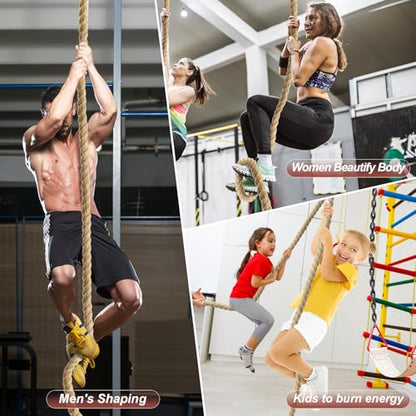 Climbing Rope Gym Exercise Ropes - 1.5 Inch Diameter 10FT 15FT 20FT 25FT 30FT 35FT 40FT 50FT Climb Rope for Fitness & Strength Training, Workout Climbing Rope for Adults Home Indoor or Outdoor - style: 1.5inch-30ft