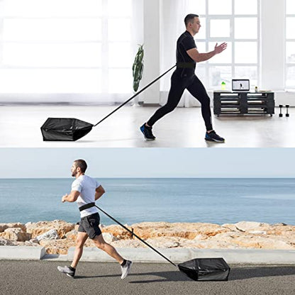 Weight Sled Trainer Adjustable, Resistance Running Sled with 3 Sandbags