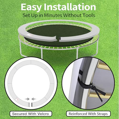 ACWARM HOME 16FT/15FT/14FT/12FT/10FT Trampoline Safety Pad Replacement, Round Trampoline Spring Protection Cover, Fits 16FT/15FT/14FT/12FT/10FT Frames, Water-Resistant Trampoline Accessories - color: Gray, size: 14FT
