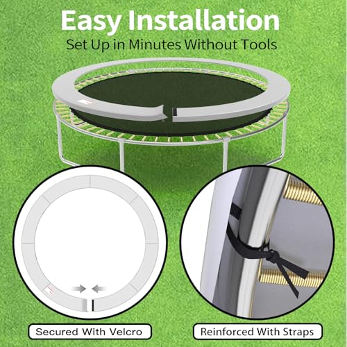 ACWARM HOME 16FT/15FT/14FT/12FT/10FT Trampoline Safety Pad Replacement, Round Trampoline Spring Protection Cover, Fits 16FT/15FT/14FT/12FT/10FT Frames, Water-Resistant Trampoline Accessories - color: Gray, size: 12FT