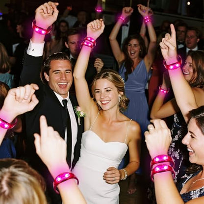 100 Pcs LED Bracelets Sound Activated with Flashing LED Strobe Music Control Light Up Bracelets for Rave, Game Prizes, Birthday Party Favor,Valentine's Day gift - color: Hot Pink