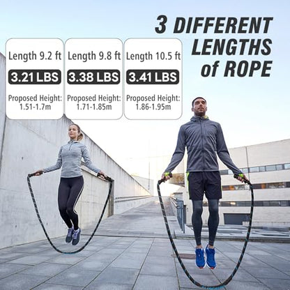 Supertrip Upgraded Weighted Jump Rope for Fitness Men Women Second Generation 360 Rotating Handles, 3.21LBS 3.38LBS 3.41LBS Polyester Heavy Skipping Rope for Exercise Workout Equipment - size: 10.5 ft-3.41 lb
