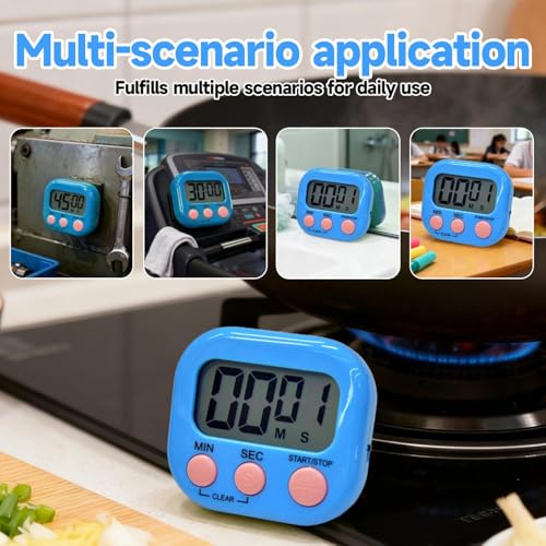 Timer Electronic Countdown Stopwatch Digital Kitchen with Large Screen Loud Alarm Easy Operation Visual Time Management Tool - color: Blue