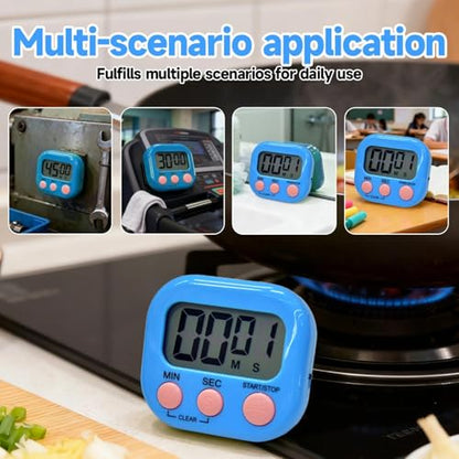 Timer Electronic Countdown Stopwatch Digital Kitchen with Large Screen Loud Alarm Easy Operation Visual Time Management Tool - color: Blue