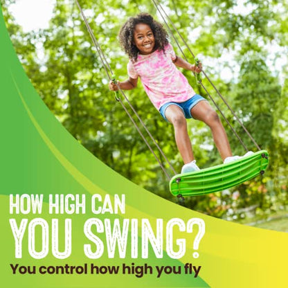 Swurfer Kick Stand Up Surfing Tree Swing Outdoor Swings for Kids Up to 200 Lbs - Hang from Up to 10 Feet High - Includes 24" SwingBoard, UV Resistant Rope, & Handles - color: Green