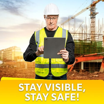 PeerBasics Safety Vest 10 Pack, Yellow, ANSI Class 2, Reflective, For Men Women Unisex, With Pockets Zipper, Breathable Mesh (XX-Large) - color: Yellow - 10 Pack, size: XX-Large