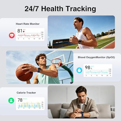 Smart Watch for Men Women, 105+ Sports Modes Fitness Tracker (Blue) - color: Blue
