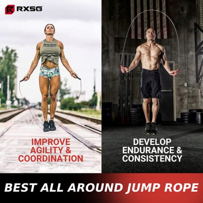 Rx Smart Gear Jump Rope - Black Ops Ergonomic Handles with Trans Black Cable Buff 3.4 | Jump Smart Weighted Speed Rope for Sports & Fitness, MMA, HIIT, Cardio Workout - size: Medium