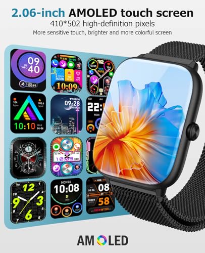 Luxury Black Metal Smart Watch for men with Magnetic Band, 2.06" AMOLED AOD - color: Midnight Black Metal