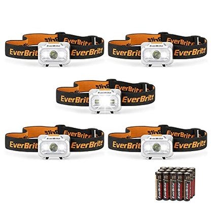 EverBrite 5 Pack LED Headlamp, 4 Lighting Modes with Pivoting Light Head