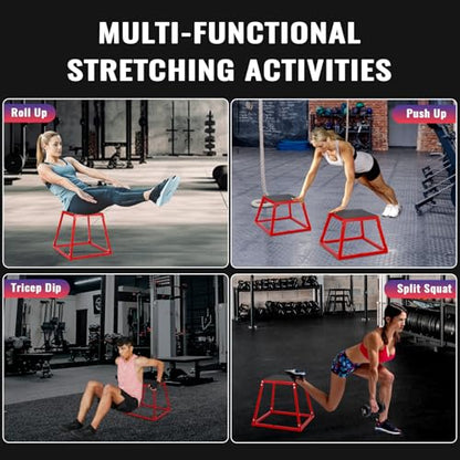 12"/18"/24"/30" Plyometric Jump Box, Heavy-Duty Steel Plyo Box with Rubber Pad, Versatile Workout Bench Training for Home Gym Equipment, Exercise Step Platform, Conditioning Strength Training - size: 12+18+24+30 Inch