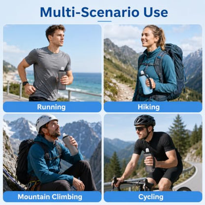 Handheld Running Water Bottle 350ml, Collapsible Silicone Water Bottle with Strap, Leak-Proof, for Running, Hiking, Cycling, Travel (Blue) - color: Blue