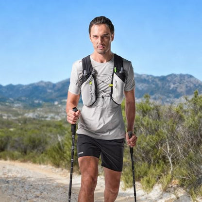 N NEVO RHINO 5L Running Vest, Water Vest Backpack with 2x500ml Soft Flasks - color: Black, size: X-Large