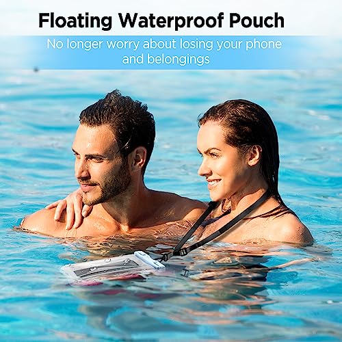 CACOE Floatable Waterproof Phone Pouch 2 Pack Up to 7.0",White+Blue - color: White+Blue