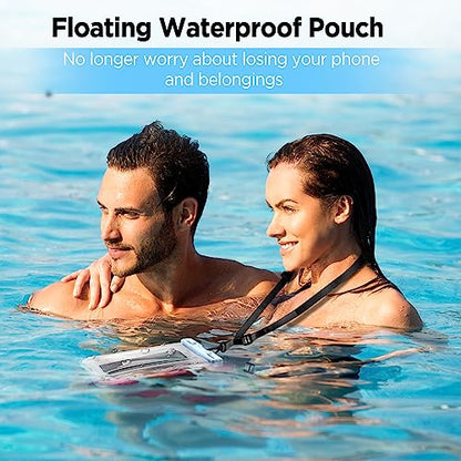 CACOE Floatable Waterproof Phone Pouch 2 Pack Up to 7.0",White+Blue - color: White+Blue
